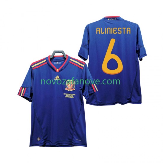 Nogometni Dres Španjolska Andres Iniesta 6 Retro Muški Gostujući 2010 Kratkih Rukava
