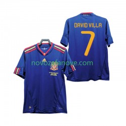 Nogometni Dres Španjolska DAVID VILLA 7 Retro Muški Gostujući 2010 Kratkih Rukava