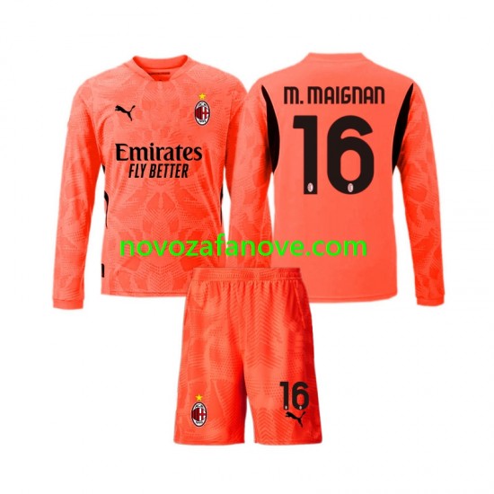 Nogometni Dres AC Milan Mike Maignan 16 Golmanski Dječji Četvrti 2024-2025 Dugim Rukavima