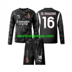 Nogometni Dres AC Milan Mike Maignan 16 Golmanski Dječji Domaći 2024-2025 Dugim Rukavima