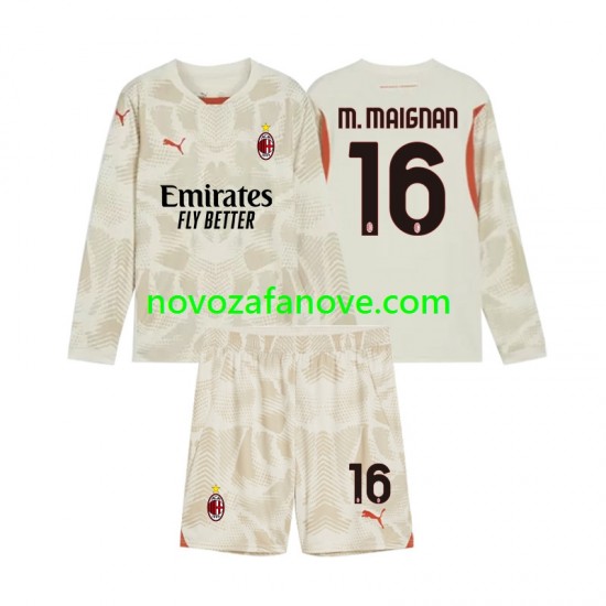 Nogometni Dres AC Milan Mike Maignan 16 Golmanski Dječji Treći 2024-2025 Dugim Rukavima
