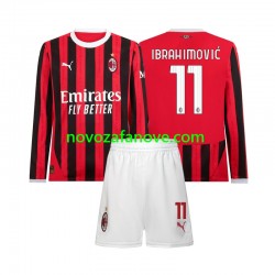 Nogometni Dres AC Milan Ibrahimović 11 Dječji Domaći 2024-2025 Dugim Rukavima