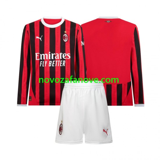 Nogometni Dres AC Milan Dječji Domaći 2024-2025 Dugim Rukavima