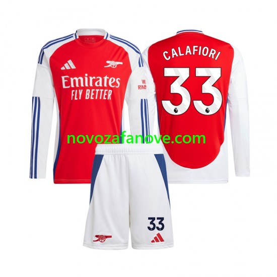 Nogometni Dres Arsenal Riccardo Calafiori 33 Dječji Domaći 2024-2025 Dugim Rukavima