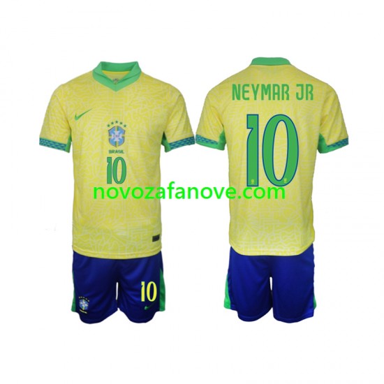 Nogometni Dres Brazil Neymar JR 10 Dječji Domaći 2024 Kratkih Rukava