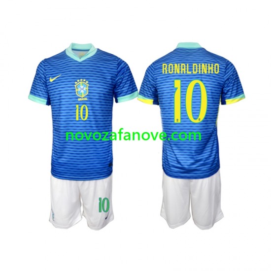 Nogometni Dres Brazil Ronaldinho 10 Dječji Gostujući 2024 Kratkih Rukava
