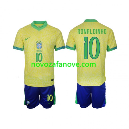 Nogometni Dres Brazil Ronaldinho 10 Dječji Domaći 2024 Kratkih Rukava