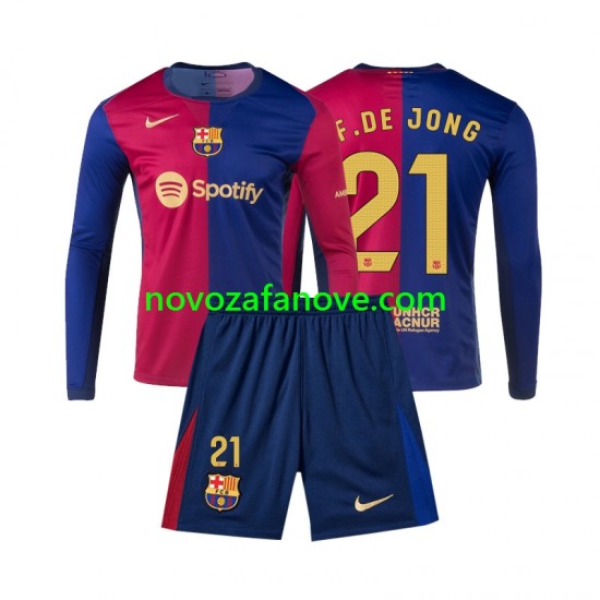 Nogometni Dres FC Barcelona Frenkie de Jong 21 Dječji Domaći 2024-2025 Dugim Rukavima