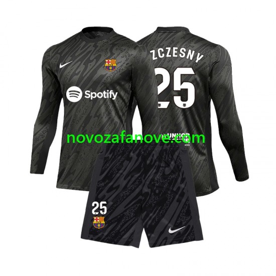 Nogometni Dres FC Barcelona Wojciech Szczesny 25 Golmanski Dječji Gostujući 2024-2025 Dugim Rukavima