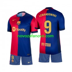 Nogometni Dres FC Barcelona Lewandowski 9 Dječji Domaći 2024-2025 Kratkih Rukava