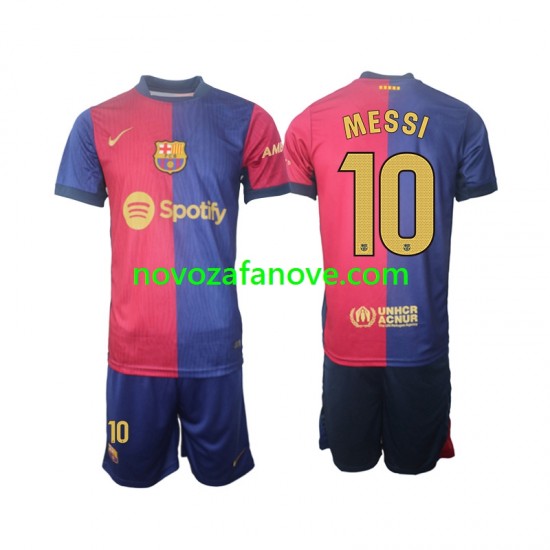Nogometni Dres FC Barcelona Lionel Messi 10 Dječji Domaći 2024-2025 Kratkih Rukava