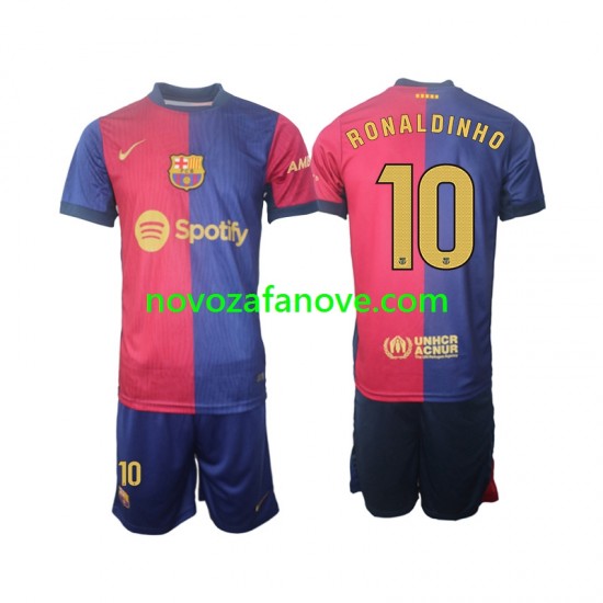 Nogometni Dres FC Barcelona Ronaldinho 10 Dječji Domaći 2024-2025 Dugim Rukavima