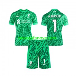 Nogometni Dres Liverpool Alisson Becker 1 Golmanski Dječji Gostujući 2024-2025 Kratkih Rukava