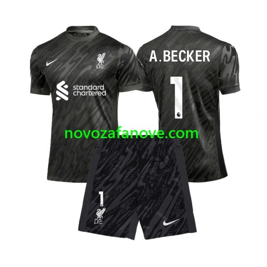 Nogometni Dres Liverpool Alisson Becker 1 Golmanski Dječji Domaći 2024-2025 Kratkih Rukava