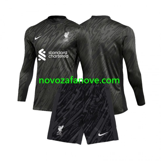 Nogometni Dres Liverpool Golmanski Dječji Domaći 2024-2025 Dugim Rukavima