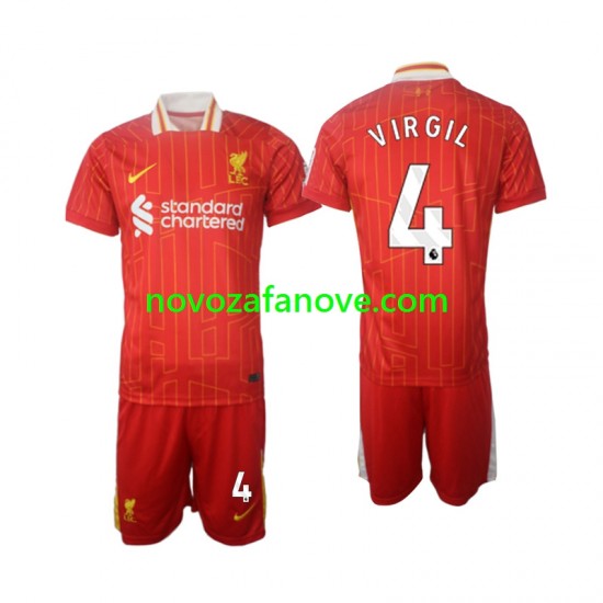 Nogometni Dres Liverpool Virgil 4 Dječji Domaći 2024-2025 Kratkih Rukava