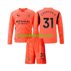 Nogometni Dres Manchester City Ederson Moraes 31 Golmanski Dječji Gostujući 2024-2025 Dugim Rukavima