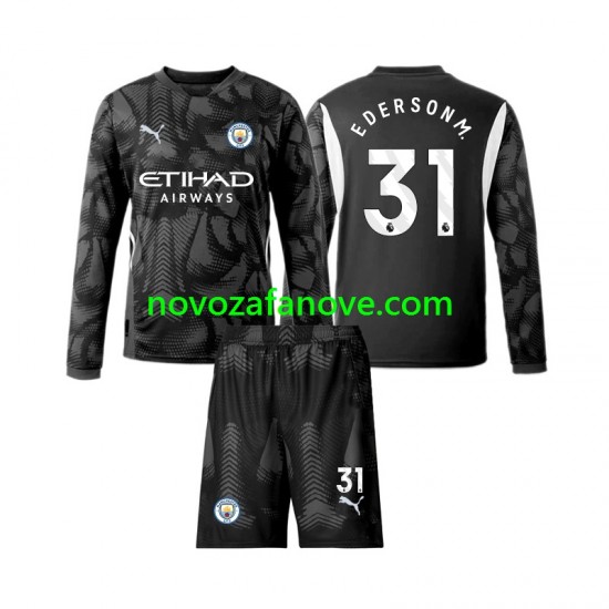 Nogometni Dres Manchester City Ederson Moraes 31 Golmanski Dječji Četvrti 2024-2025 Dugim Rukavima