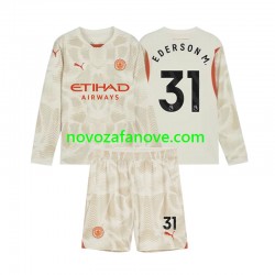 Nogometni Dres Manchester City Ederson Moraes 31 Golmanski Dječji Treći 2024-2025 Dugim Rukavima