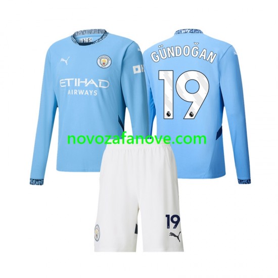 Nogometni Dres Manchester City Gundogan 19 Dječji Domaći 2024-2025 Dugim Rukavima