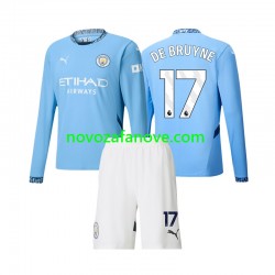 Nogometni Dres Manchester City Kevin De Bruyne 17 Dječji Domaći 2024-2025 Dugim Rukavima