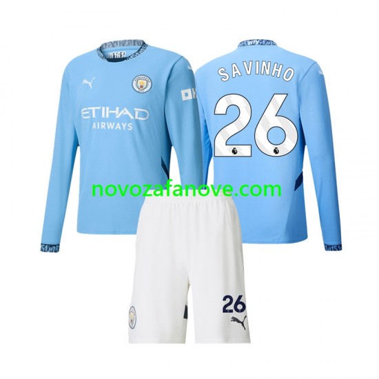 Nogometni Dres Manchester City Savinho 26 Dječji Domaći 2024-2025 Dugim Rukavima