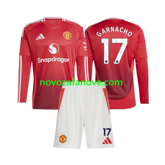 Nogometni Dres Manchester United Alejandro Garnacho 17 Dječji Domaći 2024-2025 Dugim Rukavima