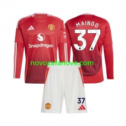 Nogometni Dres Manchester United Kobbie Mainoo 37 Dječji Domaći 2024-2025 Dugim Rukavima