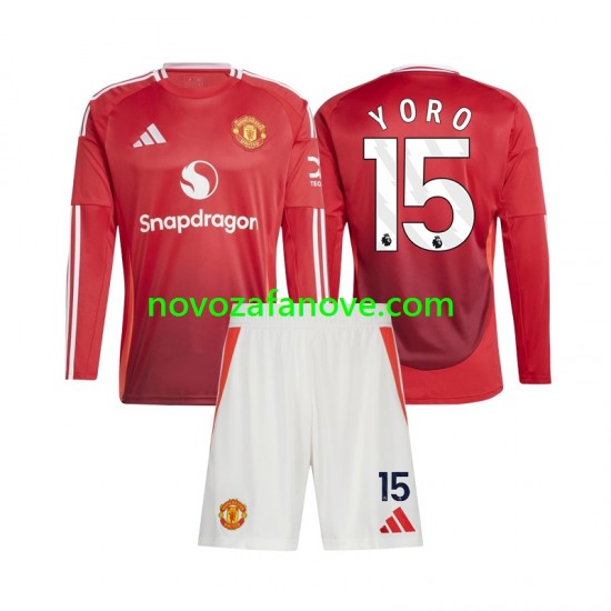 Nogometni Dres Manchester United Leny Yoro 15 Dječji Domaći 2024-2025 Dugim Rukavima