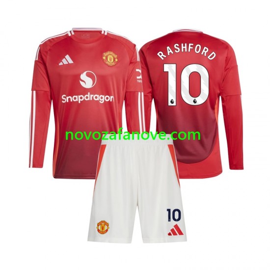 Nogometni Dres Manchester United Marcus Rashford 10 Dječji Domaći 2024-2025 Dugim Rukavima