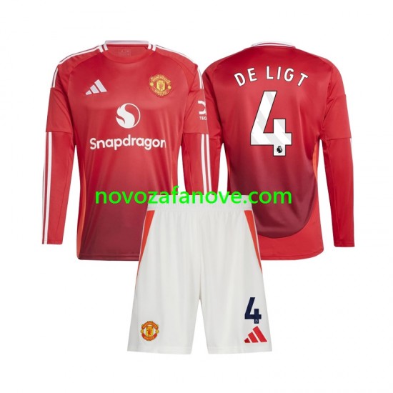 Nogometni Dres Manchester United Matthijs de Ligt 4 Dječji Domaći 2024-2025 Dugim Rukavima