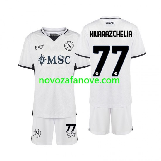 Nogometni Dres Napoli Khvicha Kvaratskhelia 77 Dječji Gostujući 2024-2025 Kratkih Rukava
