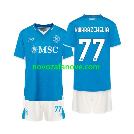 Nogometni Dres Napoli Khvicha Kvaratskhelia 77 Dječji Domaći 2024-2025 Kratkih Rukava