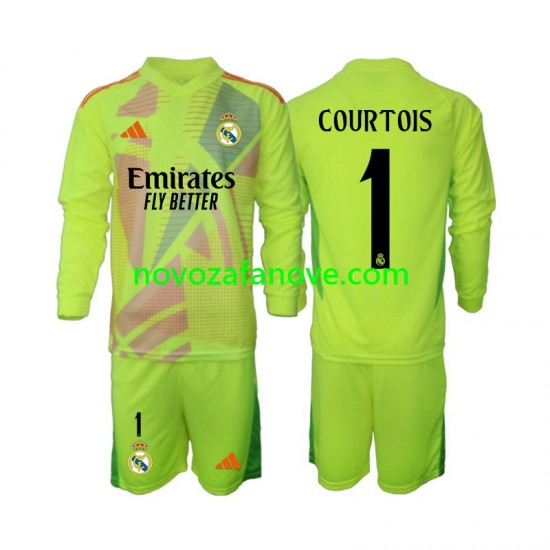 Nogometni Dres Real Madrid COURTOIS 1 Golmanski Dječji Četvrti 2024-2025 Dugim Rukavima