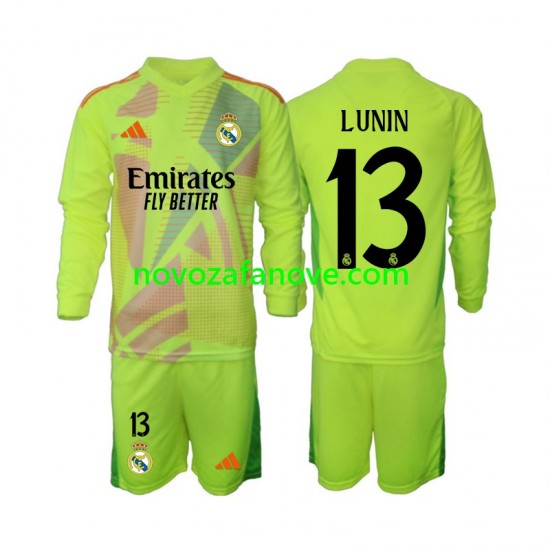 Nogometni Dres Real Madrid Lunin 13 Golmanski Dječji Četvrti 2024-2025 Dugim Rukavima