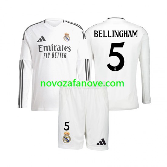 Nogometni Dres Real Madrid Jude Bellingham 5 Dječji Domaći 2024-2025 Dugim Rukavima
