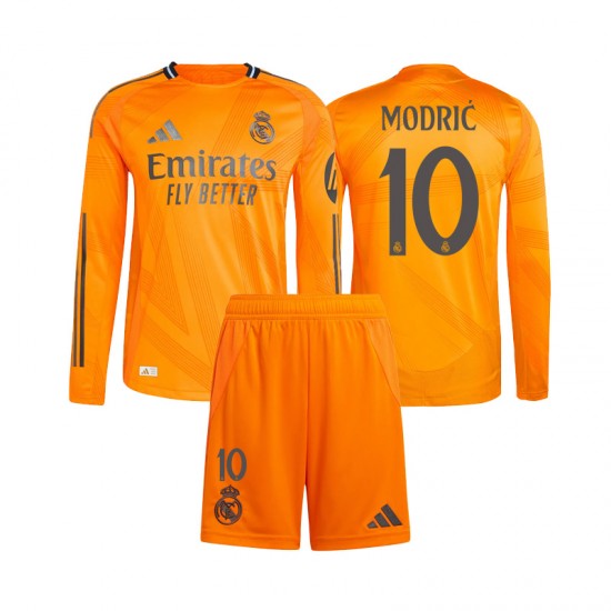 Nogometni Dres Real Madrid Modrić 10 Dječji Gostujući 2024-2025 Dugim Rukavima