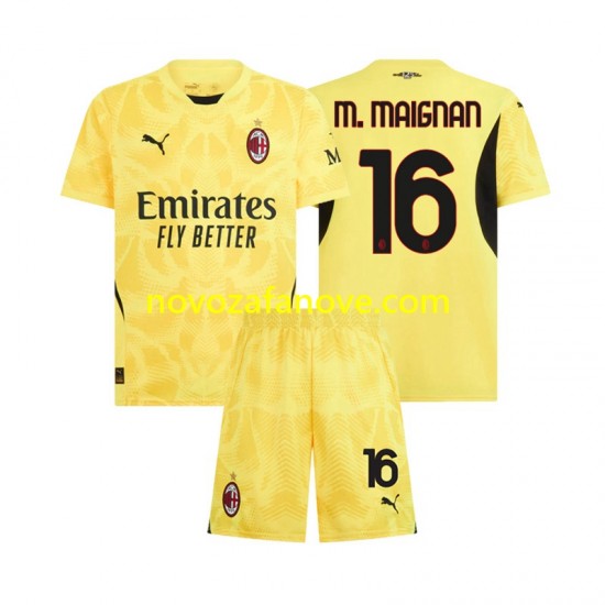 Nogometni Dres AC Milan Mike Maignan 16 Golmanski Dječji Gostujući 2024-2025 Kratkih Rukava