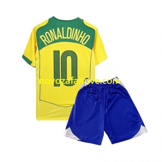 Nogometni Dres Brazil Ronaldiho 10 Retro Dječji Domaći 2004 Kratkih Rukava