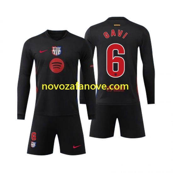 Nogometni Dres FC Barcelona Gavi 6 Dječji Gostujući 2024-2025 Dugim Rukavima