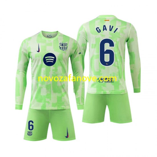 Nogometni Dres FC Barcelona Gavi 6 Dječji Treći 2024-2025 Dugim Rukavima