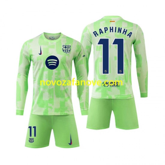 Nogometni Dres FC Barcelona Raphinha 11 Dječji Treći 2024-2025 Dugim Rukavima