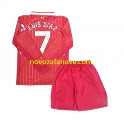 Nogometni Dres Liverpool Luis Diaz 7 Dječji Domaći 2024-2025 Dugim Rukavima