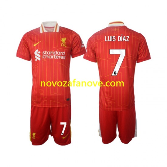 Nogometni Dres Liverpool Luis Diaz 7 Dječji Domaći 2024-2025 Kratkih Rukava