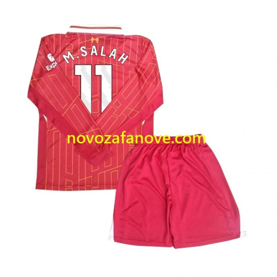 Nogometni Dres Liverpool M Salah 11 Dječji Domaći 2024-2025 Dugim Rukavima