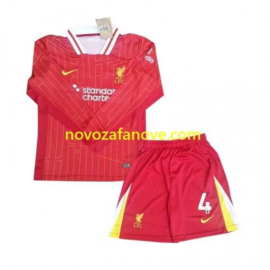 Nogometni Dres Liverpool Virgil 4 Dječji Domaći 2024-2025 Dugim Rukavima