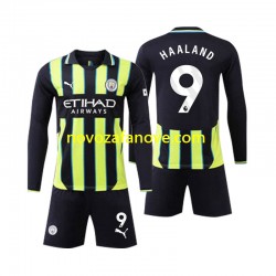 Nogometni Dres Manchester City Erling Haaland 9 Dječji Gostujući 2024-2025 Dugim Rukavima