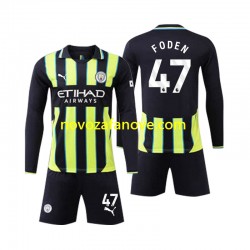 Nogometni Dres Manchester City Phil Foden 47 Dječji Gostujući 2024-2025 Dugim Rukavima