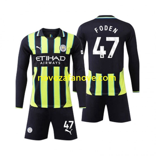 Nogometni Dres Manchester City Phil Foden 47 Dječji Gostujući 2024-2025 Dugim Rukavima