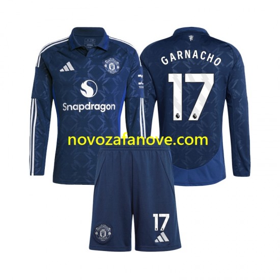 Nogometni Dres Manchester United Alejandro Garnacho 17 Dječji Gostujući 2024-2025 Dugim Rukavima